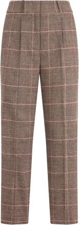 PESERICO checkered trousers - women - Wool/Polyester/Viscose/Fabric - 36 - Brown