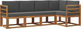 vidaXL Conjunto De Sof&aacute;s De Exterior 5 Uds. Natural Y Antracita Vidaxl