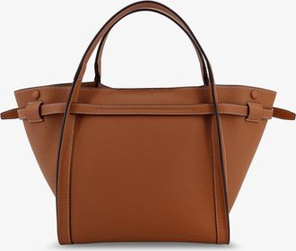 Tod's Womens Leather Shopping Bag Hammered Brown Tote