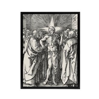 Artery8 Doubting Thomas Bible Scene Albrecht Durer Framed Canvas Wall Art in White | Size: W24 x H32
