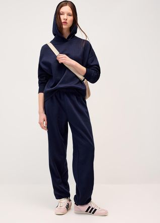Twik Womens Solid cotton-fleece loose joggers