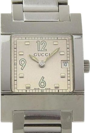 Gucci Pre-owned Roestvrij staal horloge 7700L - Dames - Vintage Horloges - Grijs - ONE Size - Vintage