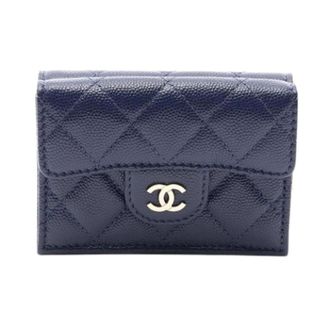 Chanel Pre-owned Portemonnee (tri-fold) - Dames - Pre-owned - Blauw - Maat: ONE Size