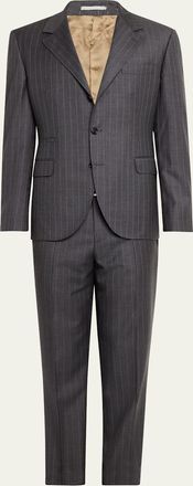 Brunello Cucinelli Mens 150s Wool Pinstripe Suit