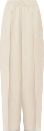 Fabiana Filippi Broeken, Dames, Beige, M, Broek met wijde pijpen en elastische tailleband