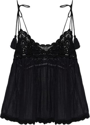 Ulla Johnson Gehaakte top met kwastje - Zwart