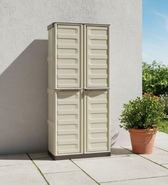 Dmora Armario Exterior O Interior, 2 Puertas Y 3 Estantes De Polipropileno, 100% Made In Italy, 70x39h165 Cm, Color Beige, Con Embalaje Reforzado - Dmora