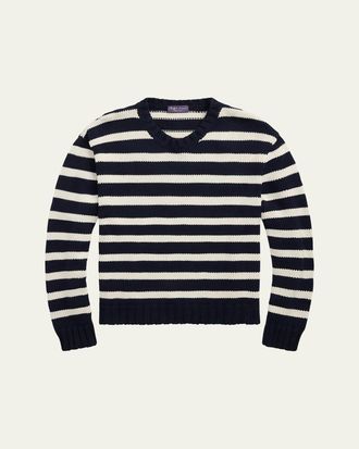 Ralph Lauren Purple Label Mens Striped Cotton Knit Sweater