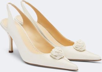 Magda Butrym Floral-appliqu&eacute; satin slingback pumps