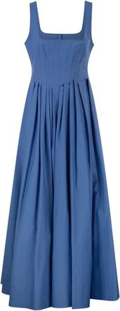 Sportmax Spxgiro Structured Midi Dress - Dames - Maxi kleedjes - Blauw - 2XS - Katoen - Kleedjes