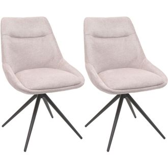 Hhg Hhg - Nunca Usado] Lote De 2 Sillas De Comedor 066, Silla De Cocina Sill&oacute;n Silla, Giratoria Autoposicionable Metal Tela/textil, Crema-beige