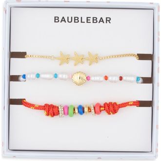 BaubleBar Forever Coastal Set of 3 Bracelets in Orange Multi at Nordstrom Rack