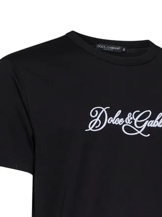 Dolce & Gabbana Logo-Embroidered Cotton Jersey T-Shirt - Black