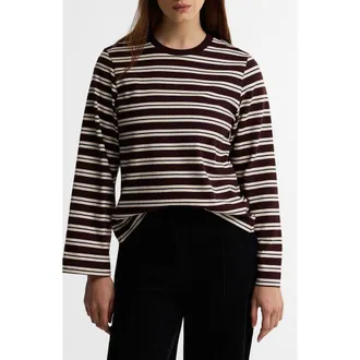 Barbour Maplewood Striped Long Sleeve T-Shirt in Fig/birch at Nordstrom, Size 10