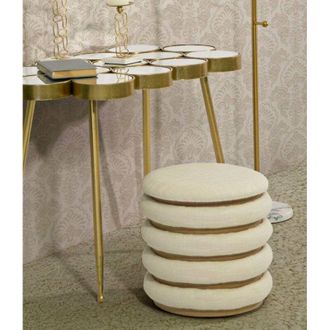 Dmora Dmora - Puf Benna, Sill&oacute;n Multiusos, Puf, Puf Reposapi&eacute;s, 40x40 H42 Cm, Blanco