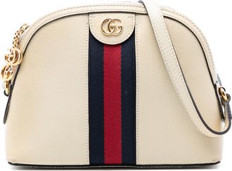 Gucci Pre-owned Womens Small Calfskin Ophidia Dome Crossbody - Ivory Leather - One Size