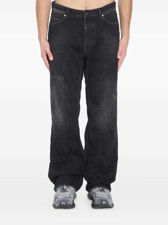 Balenciaga logo-patch distressed jeans - men - Cotton/Polyester/Cotton - 31 - Black