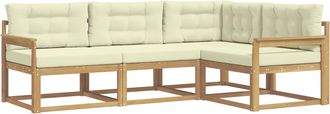 vidaXL Conjunto De Sof&aacute;s De Exterior 3 Uds. Blanco Y Crema Poli&eacute;ster Vidaxl