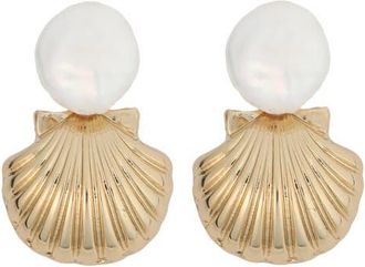 Panacea Freshwater Pearl & Shell Drop Earrings in White at Nordstrom