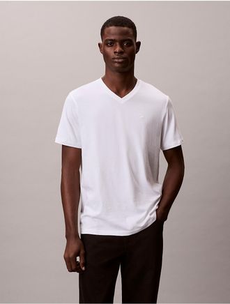 Calvin Klein Mens Liquid Touch Classic V Neck T-Shirt - White - L