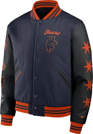Nike Chicago Bears Rivalries Collection Nike Mens NFL Full-Snap Varsity Jacket in Blue | 05AI0L1Y7Q-NXK