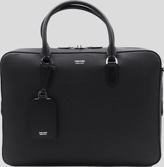 Tom Ford Black Leather Top Handle Bag
