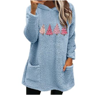 Generic Womens Comfy Hoodies Soft Hooded Winter Warm Tops Womens Double Velvet Autumn And Winter Large Profile Long Sleeved Casual Warm Long Sleeved Plush Swe