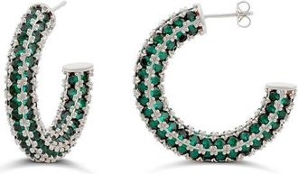 SHYMI Colored Crystal Pav&eacute; Hoop Earrings in Silver at Nordstrom