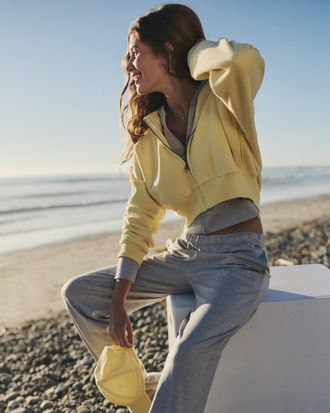 Vuori Clothing Restore Mini Full Zip Hoodie | Lemon Snap | XS, Size Extra Small