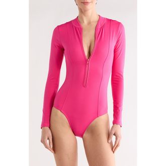 Good American Long Sleeve One-Piece Swimsuit in Ballerina Pink at Nordstrom Rack, Size X-Small