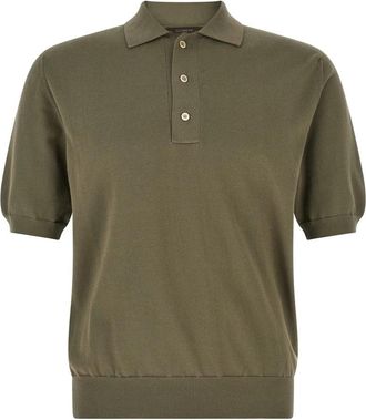 Zanone Gebreid poloshirt - Heren - Polos - Groen - 3XL - Katoen - Tops