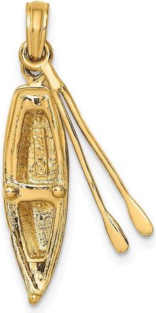 Diamond2Deal 14k Yellow Gold 3-D Boat Dangling Oars Charm