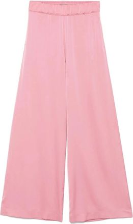 D.exterior Roze Satijnen Wijde Pijp Broek - Dames - Wijde Broeken - Roze - M - Satijn - Broeken