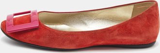 Roger Vivier Orange Suede Vivier Ballet Flats