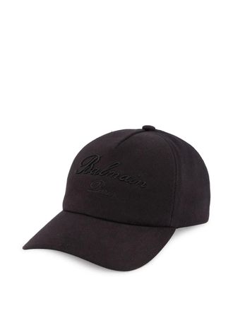 Balmain Signature embroidered cap - Black