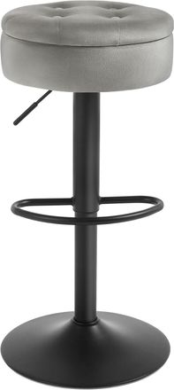 Woltu 1x Taburete De Bar De Cocina Con Reposapi&eacute;s Giratorio Y Ajustable - Gris Claro - Woltu