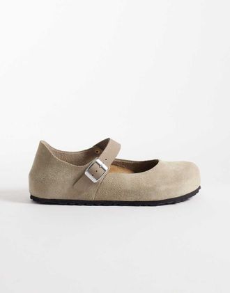 Birkenstock Mantova - Scarpe Mary Jane in camoscio tortora-Neutro