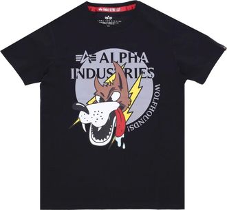 Alpha Industries Wolfhounds Tee Zwart T-shirt - Heren - T-shirts - Zwart - S - Wol - Tops