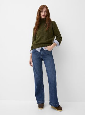 Paige Womens Leenah medium-indigo jean Fit: Wide leg, high rise