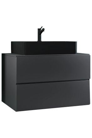 MID.YOU Mid.you Waschtischkombi, Anthrazit, Holzwerkstoff, 2 Schublade(n) Schubladen, nicht einzeln stellbar, 81 cm, h&auml;ngend, Badezimmer, Waschbecken & Armatu