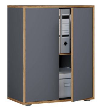 VCM Vcm - Gabinete De Oficina De Madera Carpeta Gabinete De Archivo Muebles De Oficina Gabinete Salia 2x Ancho 60 Cm Puertas De Torneado (antracita)