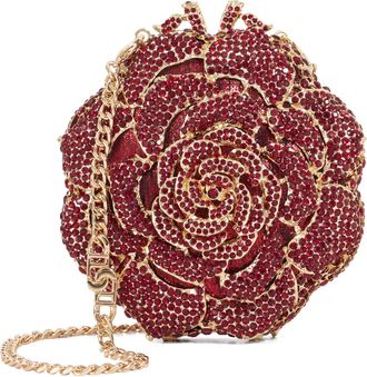 Dune London Womens Accessories Bling - Floral Diamante Embellished Clutch - Burgundy Metal - One Size