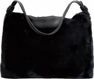 Cejon Ariana Plush Hobo Bag In Black