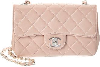 Chanel Pink Lambskin Leather Cc Flap Mini Shoulder Bag (Authentic Pre-Loved)
