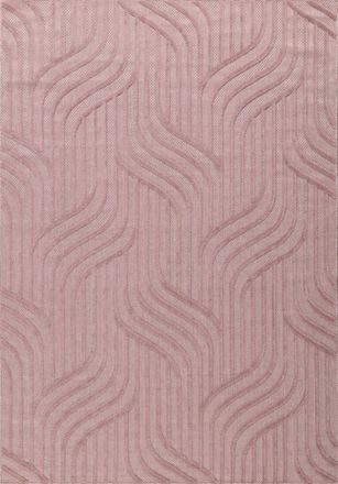 Nazar Rugs Alfombra rosa interior y exterior motivo zig zag, 80x300