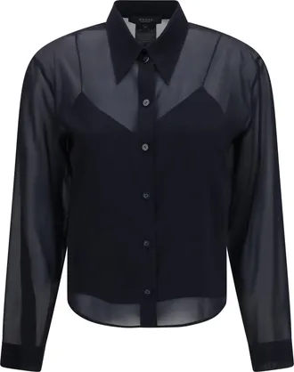 Gucci Womens Shirt Stretch Silk Chiffon Black