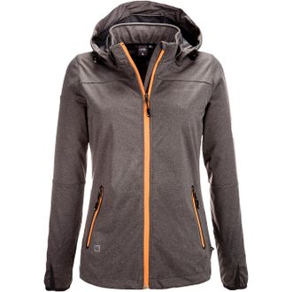 Deproc Softshelljacke DEPROC ACTIVE BARBEAU PEAK WOMEN, Damen, Gr. 44L, grau (anthrazit), 96% Polyester; 4% Elasthan, tailliert, gerader Abschluss mit Windst