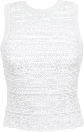 PilyQ Womens Crochet Sleeveless Top In Off White