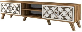 Dmora Mobile porta tv Teia, Credenza da soggiorno, Armadio basso per tv, Base parete attrezzata, 180x35h44 cm, Noce e Bianco - Dmora