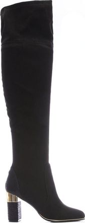 Moda in Pelle Moda in Pelle Womens Valentinne Black Alcantara Over The Knee Boots Faux Leather - Size EU 36